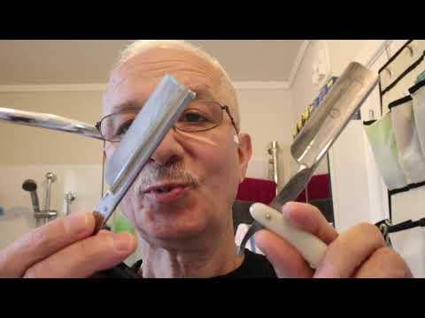 Видео: Бритьё опасными бритвами Filarmonica 14 VS "Three circles" Japanese straight razors shaving