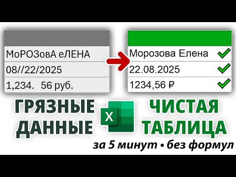 Видео: Грязные данные → чистая таблица за 5 минут (без формул)