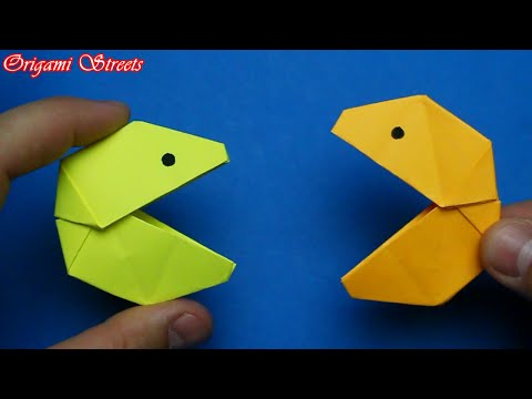 Видео: Как сделать Пакмана из бумаги. Оригами