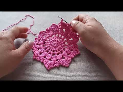 Видео: Підставка під гаряче гачком,всього лиш 5 рядочків. Super Beautiful Crochet Knitting Model. В'язання