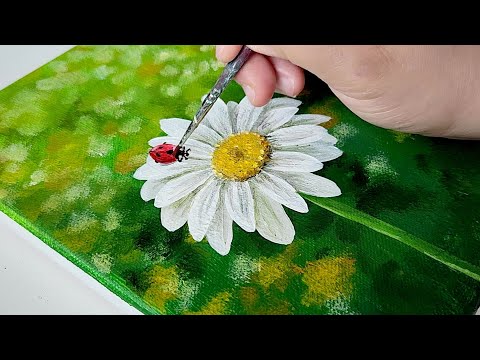 Видео: Дейзи-цветок с шаманами / Акриловая живопись для начинающих