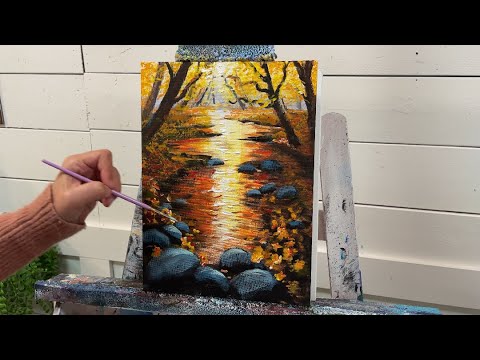 Видео: ОСЕННИЙ ПЕЙЗАЖ 🍂 Урок по акриловой живописи