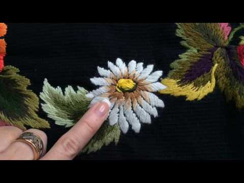 Видео: Вышивка гладью: Ромашка | Embroidery