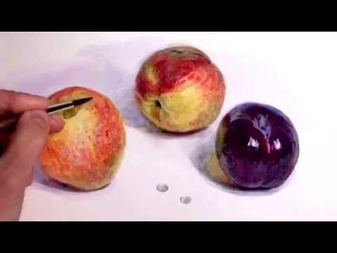 Видео: Пишем персики акварелью