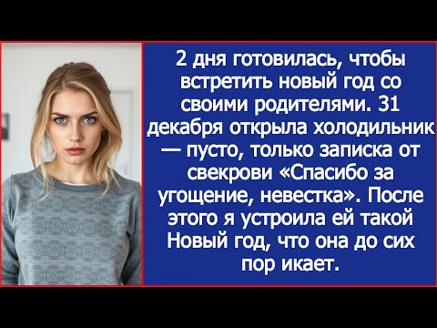 Видео: 31 декабря открыла холодильник — пусто, только записка от свекрови «Спасибо за угощение, невестка».