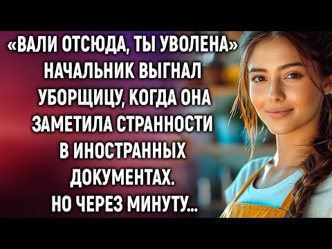 Видео: Начальник выгнал уборщицу, когда она заметила странности в иностранных документах. Но через минуту…
