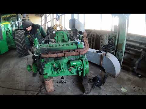Видео: JohnDeere 8335R- сняли двигатель, заменили прокладку поддона/JohnDeere 8335R-removed the engine!!!