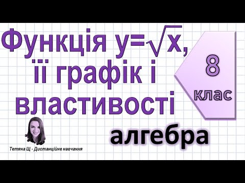 Видео: Функція y=√x, її графік і властивості. Алгебра 8 клас