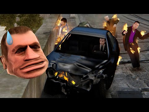 Видео: Нико считает Пегорино хорошим актёром! В пробке на скорости 9999999! - GTA4
