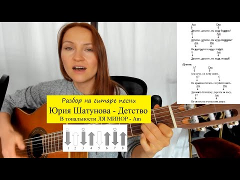 Видео: Детство - Ю. Шатунов - Аккорды в Am на гитаре + разбор боя | Очень подробный разбор