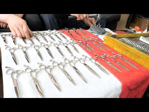 Видео: Удивительный процесс изготовления корейских ножниц для волос, сделанный мастерами с40-летним стажем.