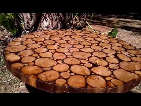 Видео: Стол из срезов дерева и эпоксидной смолы | Table from woodcut and epoxy resin