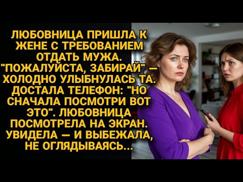 Видео: Любовница требовала отдать мужа. Жена показала телефон: "Сначала посмотри". Та выбежала в ужасе...