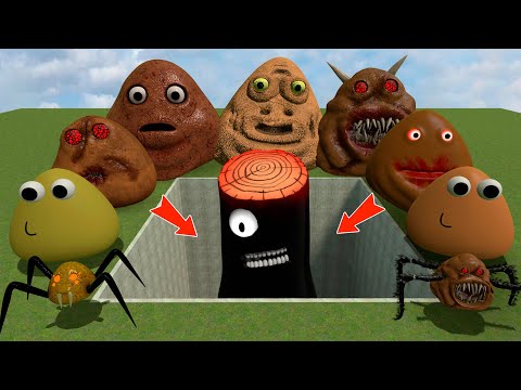 Видео: ALL NORMAL 3D POU BOU'S REVENGE Monsters VS Mr TREE PHASE 3 в BIG HOLE в Garry's Mod