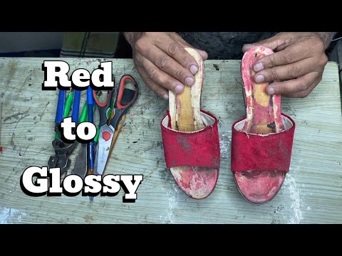 Видео: От выцветшего красного к глянцевому чёрному | Потрясающее преображение туфель