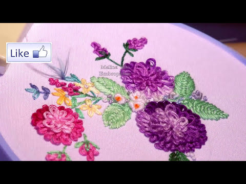 Видео: Embroidery  Rosette Chain Stitch | Фестонный тамбурный стежок