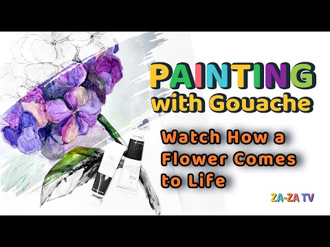 Видео: Painting with Gouache – Watch a Flower Come to Life! Рисуем гуашью — Цветок оживает на глазах!