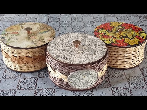 Видео: Шкатулка из газетных трубочек с фанерной крышкой и донышком