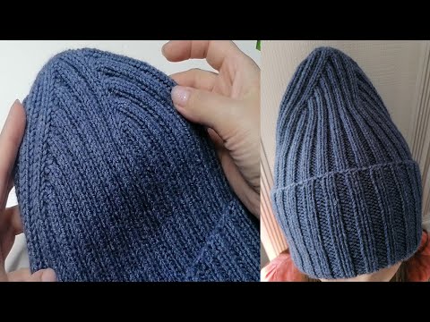 Видео: Простая шапка спицами резинкой 2х2 с красивой макушкой по диагонали