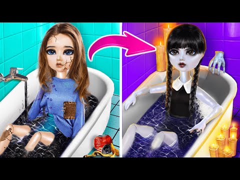 Видео: Спасти покемона и Уэнсдей! Полное преображение игрушек!