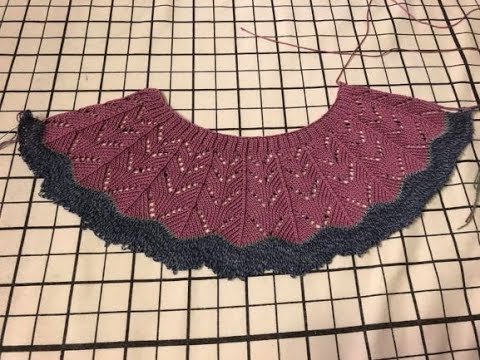 Видео: Пуловер с ажурной кокеткой на 5-м классе: Видео 2 – Вяжем первый ярус кокетки