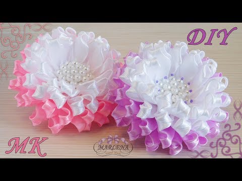 Видео: 🌺 Цветы канзаши из узкой ленты. МК/DIY 👐