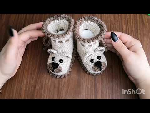 Видео: МК. Пинетки Мишутки спицами! Подробный мастер класс!