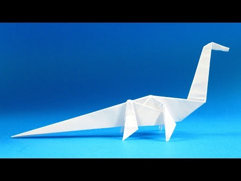 Видео: Как сделать простое оригами динозавр - бронтозавр оригами