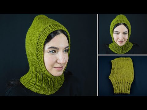 Видео: Теплый капюшон балаклава спицами за пару часов -  справится даже новичок!