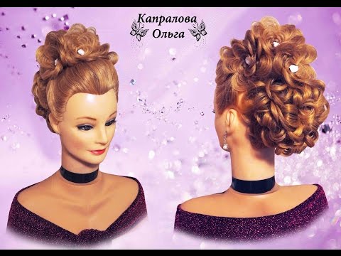 Видео: Свадебная прическа. Как сделать прическу. Капралова Ольга Beautiful wedding hairstyle.