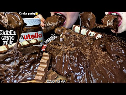 Видео: Креп -булочки Nutella, шоколад и лавовый пирог с трюфелями и добрами. Еда звуков.