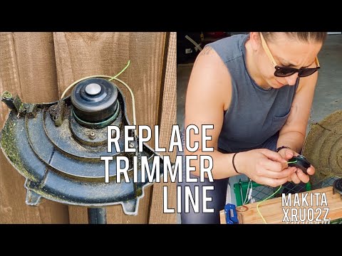 Видео: Заменить/установить новую леску для триммера - однолесная газонокосилка Makita XRU02Z