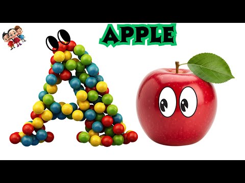 Видео: Весёлое изучение алфавита для малышей. Песенка для развития фонетики ABC с цветными фруктовыми ша...