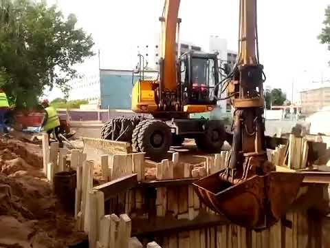 Видео: Колесный экскаватор JCB JS 160W с грейфером МосТрансАренда