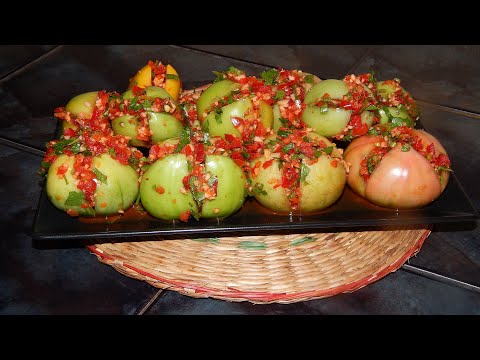 Видео: Фаршированные зеленые помидоры. Вкусная закуска.