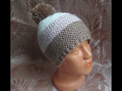 Видео: Вяжем простую шапочку спицами. hat knitting