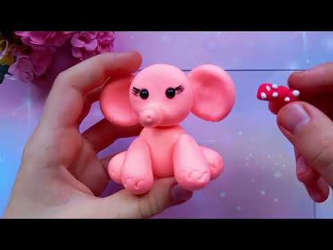 Видео: Лепим Слона девочку🐘🎀 из воздушного пластилина✨