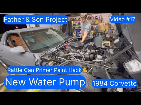 Видео: (Видео № 17) C4 Corvette 1984 года выпуска получает новый водяной насос и краску