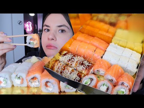 Видео: МУКБАНГ мою подругу пытались увезти в рабство | доставка Много лосося суши и роллы mukbang sushi