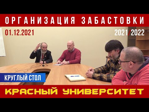 Видео: Организация забастовки. Круглый стол в Красном университете. М. В. Попов, Г. В. Бобинов. 01.12.2021.