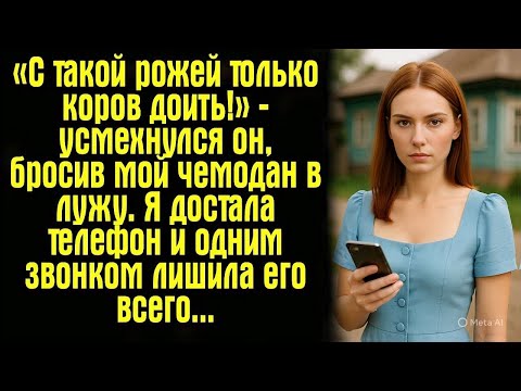 Видео: «С такой рожей только коров доить!» — усмехнулся он, бросив мой чемодан в лужу. Я достала телефон
