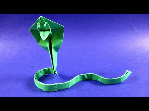 Видео: Как сделать змею из бумаги 🐍 Оригами кобра из бумаги