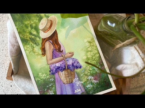 Видео: «В память о лете». Пишем акварелью девушку с букетом сирени. Пошаговый мастер-класс.