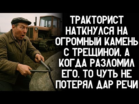 Видео: Тракторист случайно наткнулся на огромный камень с трещиной, а когда разломил его, закричал от шока