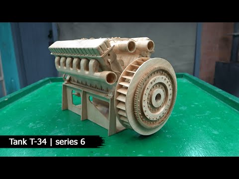 Видео: Двигатель Танка Т-34 изготовленный из дерева. Часть 6. Искусство деревообработки.