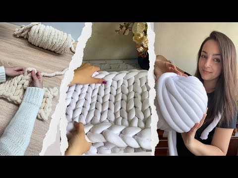 Видео: Плед из Pinterest связанный руками, сравнение пряжи YarnArt Marshmallow и толстой плюшевой 🧶