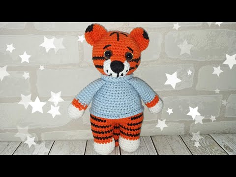 Видео: ТИГР в кофте вязаный крючком мастер класс. Символ 2022 года/crochet tiger/Tiger häkeln