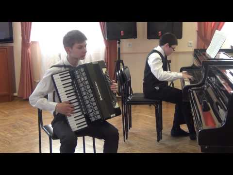 Видео: Дуэт (аккордеон, фортепиано) На Юн Кин - Смуглянка; В Косма - Игрушка