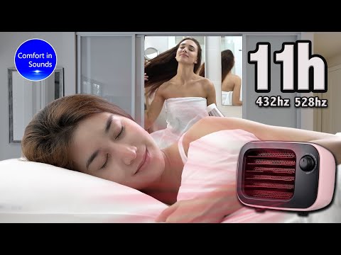 Видео: Фен и плотный шум обогревателя для глубокого сна, белый шум, черный экран, 432 Гц, 528 Гц