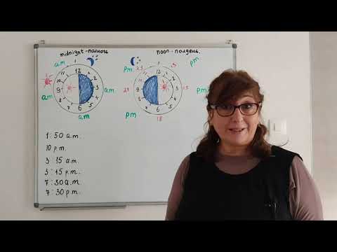 Видео: Англ. для нач-х. ВРЕМЯ. Разница между  A.M.и P. M.( a.m. p.m.)